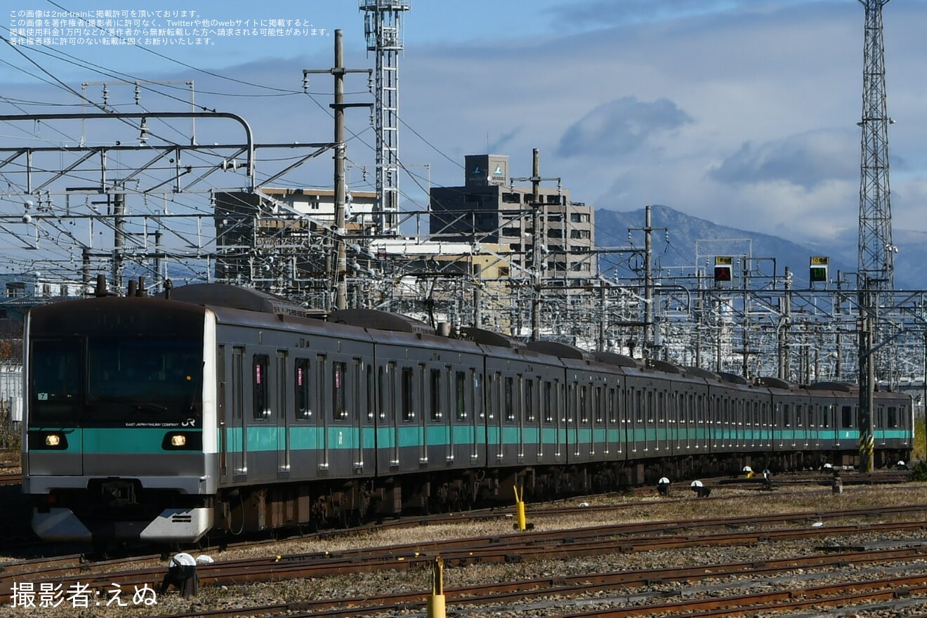 【JR東】E233系2000番台マト7編成長野総合車両センター構内試運転の拡大写真