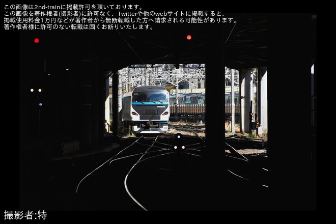【JR東】E257系2000番台NA-05編成が上野尾久車両センター間で乗務員訓練を不明で撮影した写真