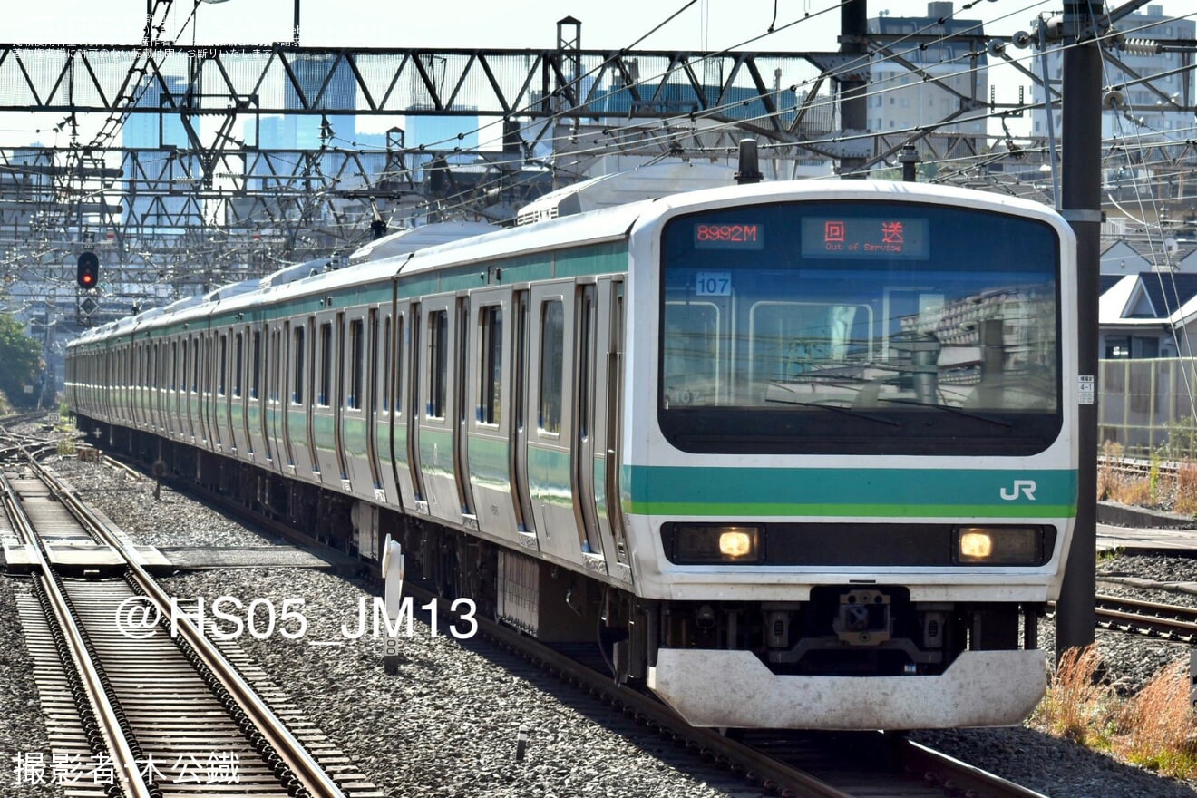 【JR東】E231系マト107編成東京総合車両センター出場回送の拡大写真