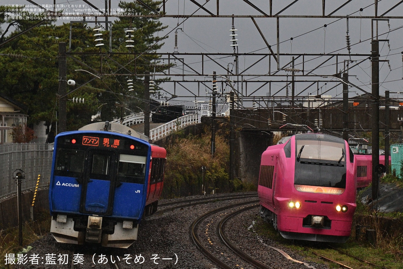 【JR東】E653系U107編成秋田総合車両センター構内試運転の拡大写真