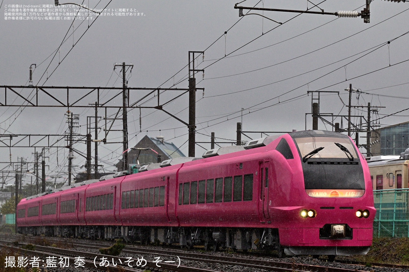 【JR東】E653系U107編成秋田総合車両センター構内試運転の拡大写真