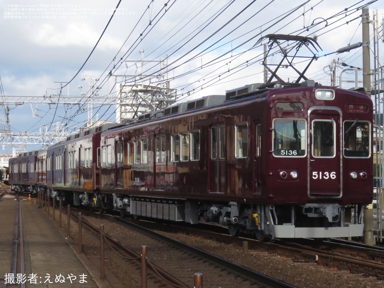 【能勢電】5100系5136F正雀工場出場回送の拡大写真
