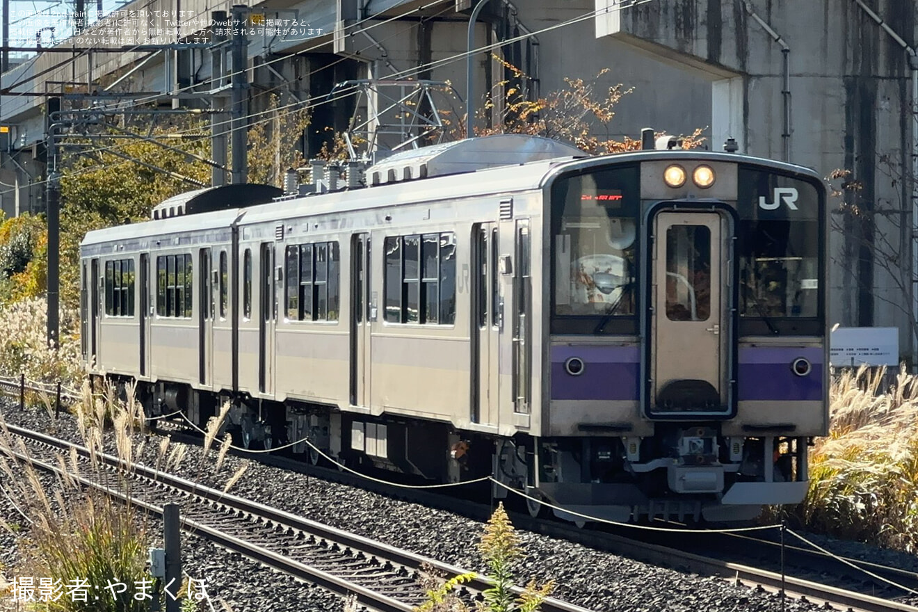 【JR東】701系クモハ701-1010+クハ700-1010郡山総合車両センター出場回送の拡大写真