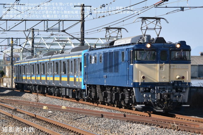 【JR東】E131系1000番台ナハT5編成 配給輸送を岡部～深谷間で撮影した写真