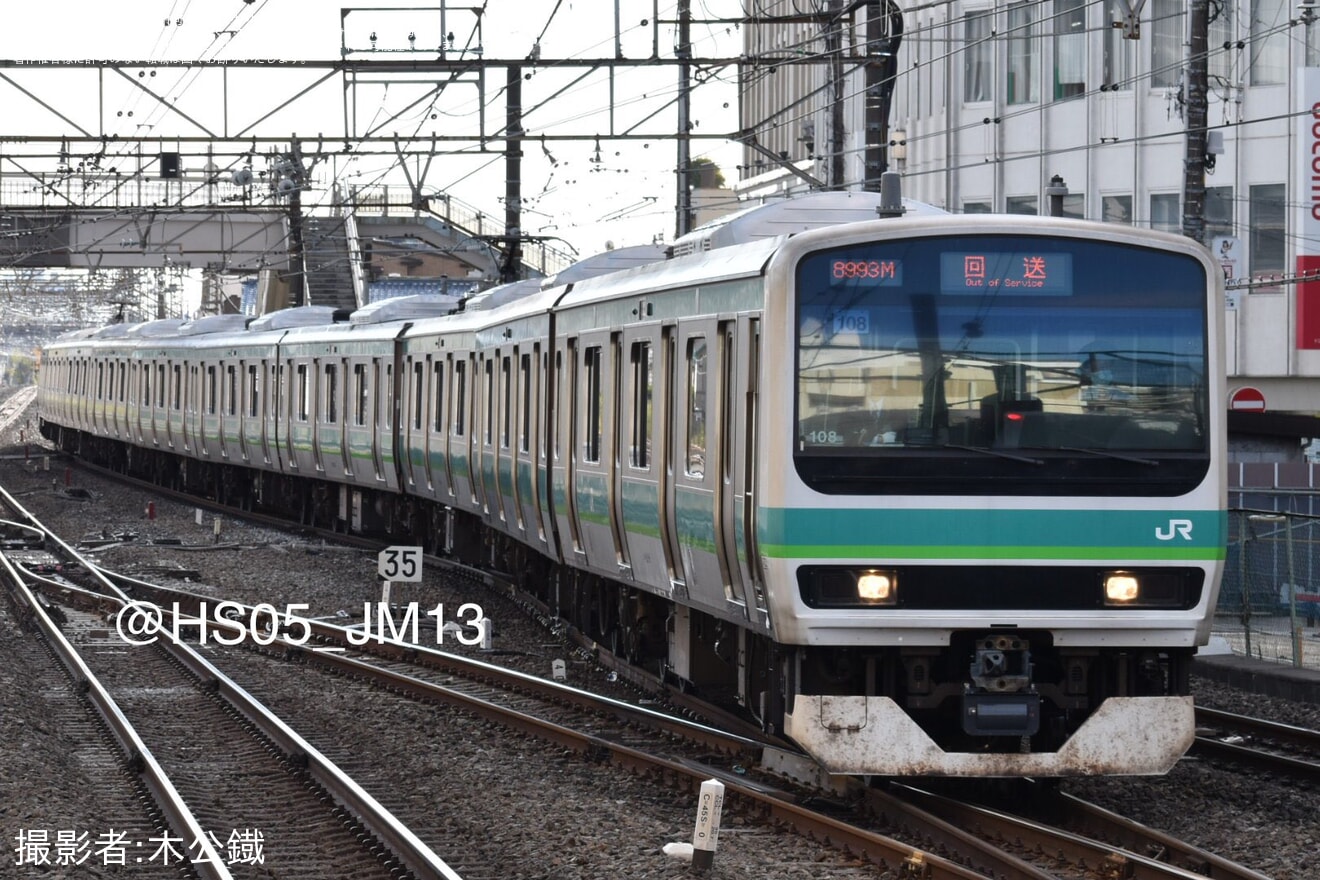 【JR東】E231系マト108編成東京総合車両センター出場回送の拡大写真