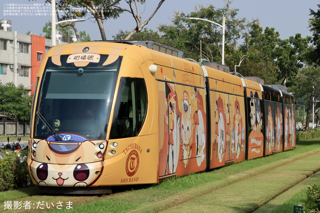 【高雄捷運】メトロの猫駅長みかんとのコラボラッピング列車が運行開始の拡大写真