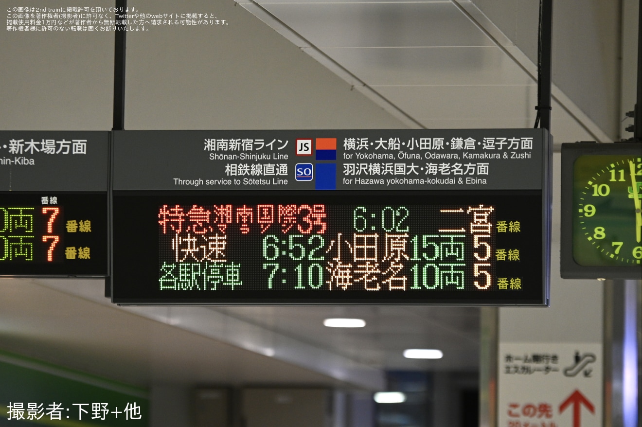 【JR東】E257系5000番台使用 特急湘南国際マラソン号運転（2023）の拡大写真