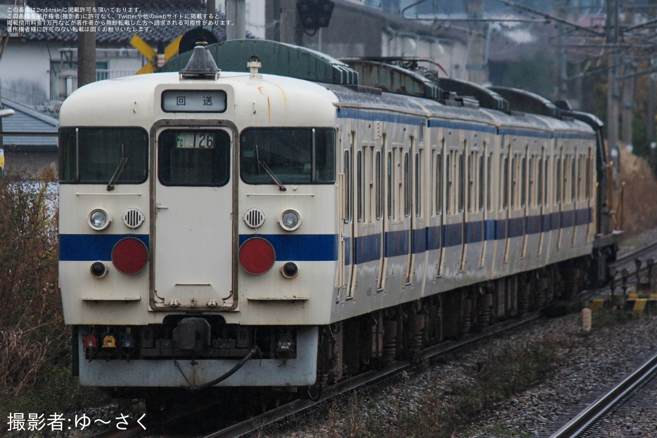 【JR九】415系Fo126編成が小倉総合車両センターへ廃車回送の拡大写真