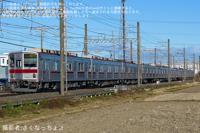 【東武】9000系9106F南栗橋工場出場回送を不明で撮影した写真