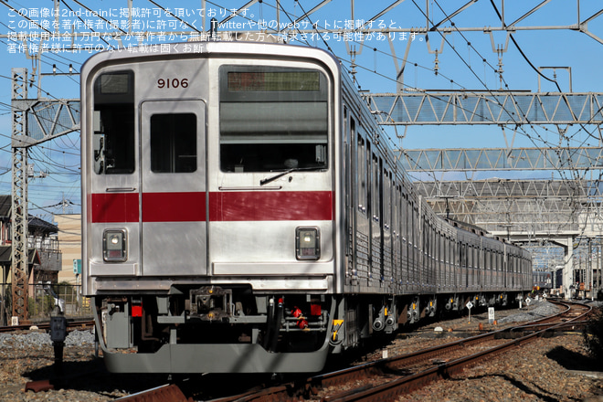 【東武】9000系9106F南栗橋工場出場回送を北春日部～春日部間で撮影した写真