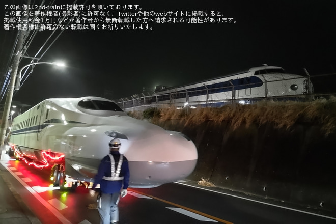 【JR西】N700S H4編成日本車両から陸送を博多総合車両所付近で撮影した写真