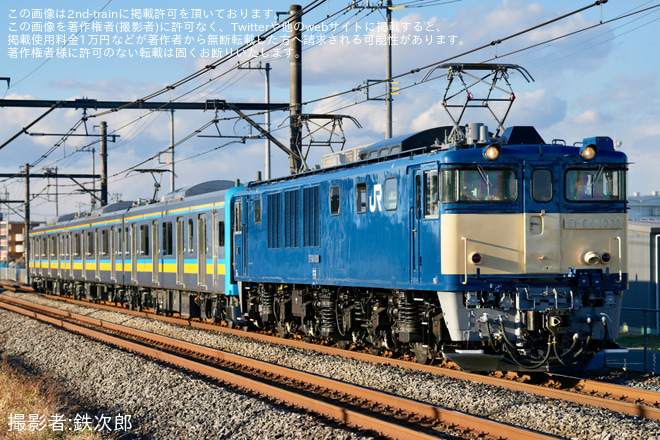 【JR東】E131系1080番台ナハT8編成配給輸送を行田～吹上間で撮影した写真