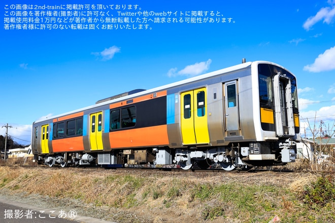 【JR東】キハE130-1が磐越東線で出場試運転を不明で撮影した写真