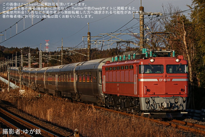 【JR東】EF81-81牽引仙台行きカシオペア紀行返却回送運転を不明で撮影した写真