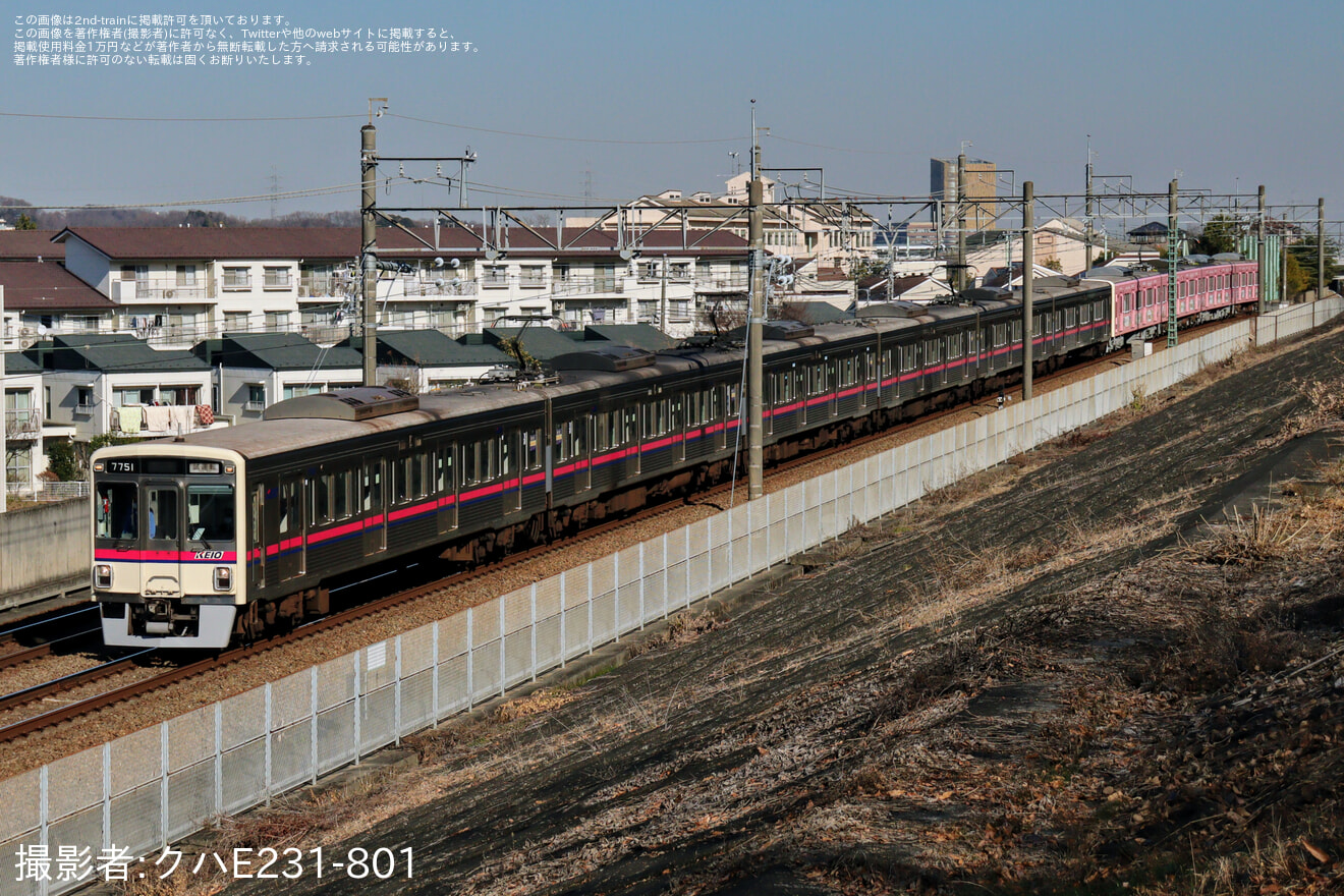 【京王】7000系7801F若葉台工場出場試運転(202312)の拡大写真
