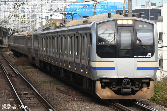 【JR東】E217系クラY-22編成  幕張疎開返却回送を西大井駅で撮影した写真