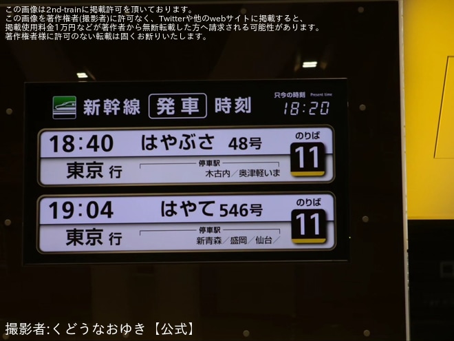 【JR東】多客につき臨時「はやて546号」が東京行きで運転