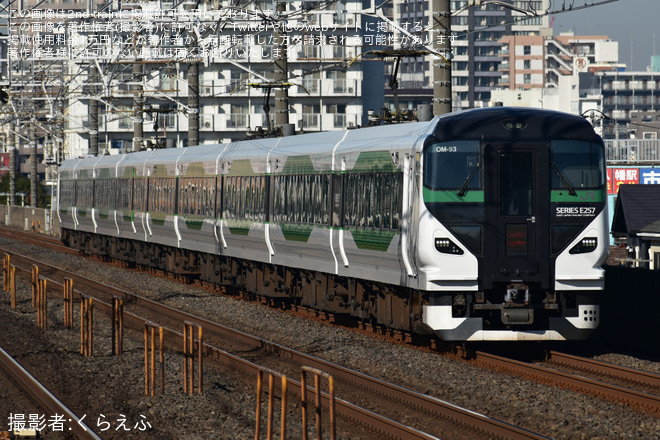 【JR東】「開運成田山初詣青梅号」を運行を下総中山駅で撮影した写真