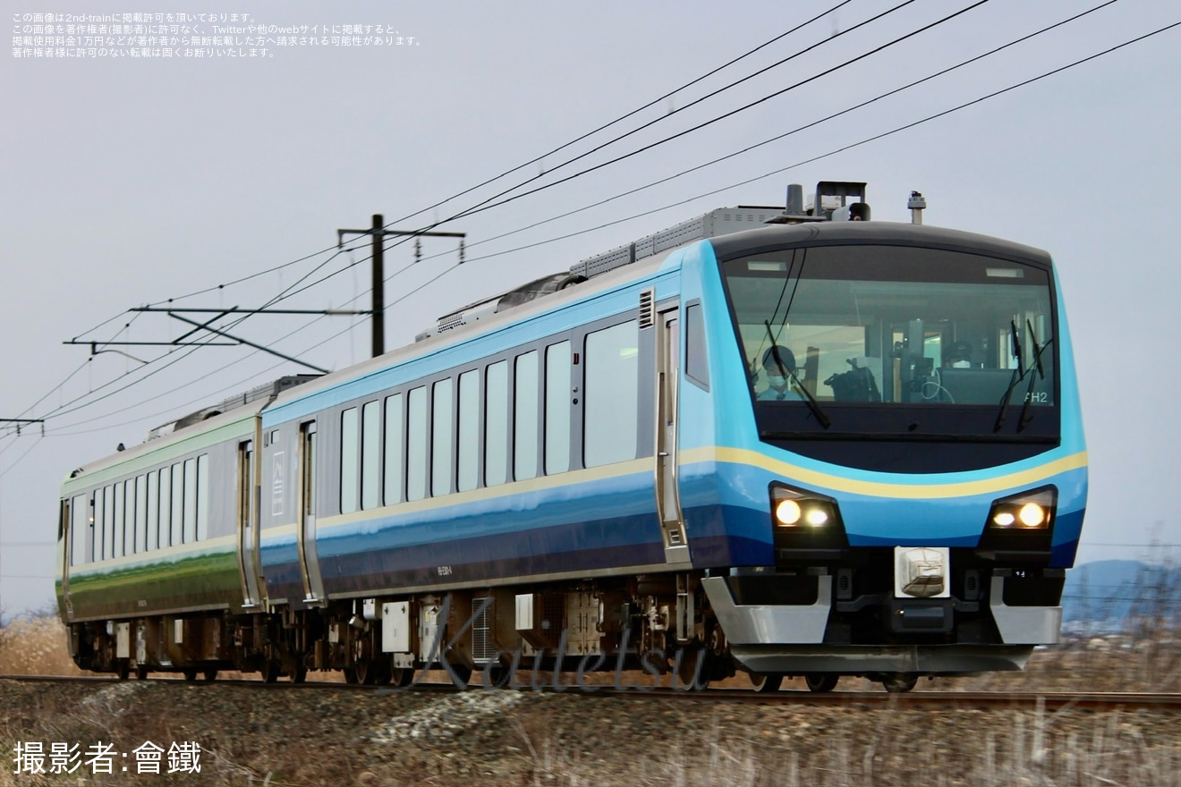 【JR東】HB-E300系「SATONO」が磐越西線で訓練のため試運転を実施の拡大写真