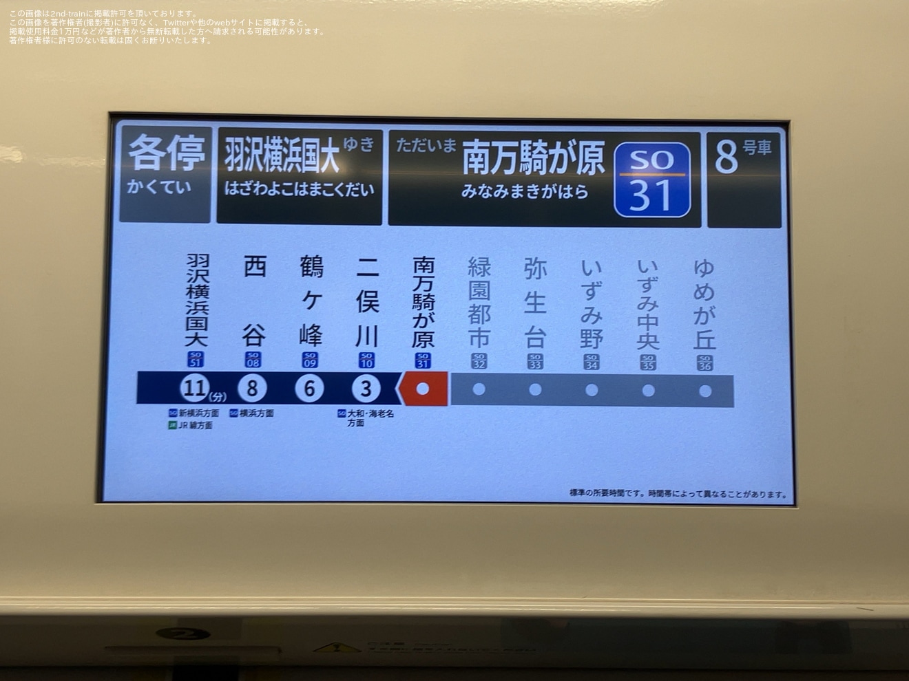 【東急】3020系3123Fを使用した各停羽沢横浜国大行きが運転の拡大写真