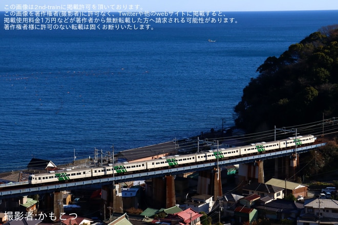 【JR東】特急「185(いっぱーご)」を臨時運行(2023年度冬臨)を根府川～早川間で撮影した写真