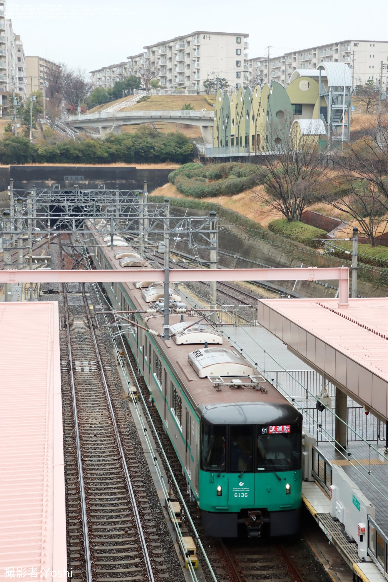 【神戸市交】6000形6136F(36号車) 名谷車庫出場試運転の拡大写真