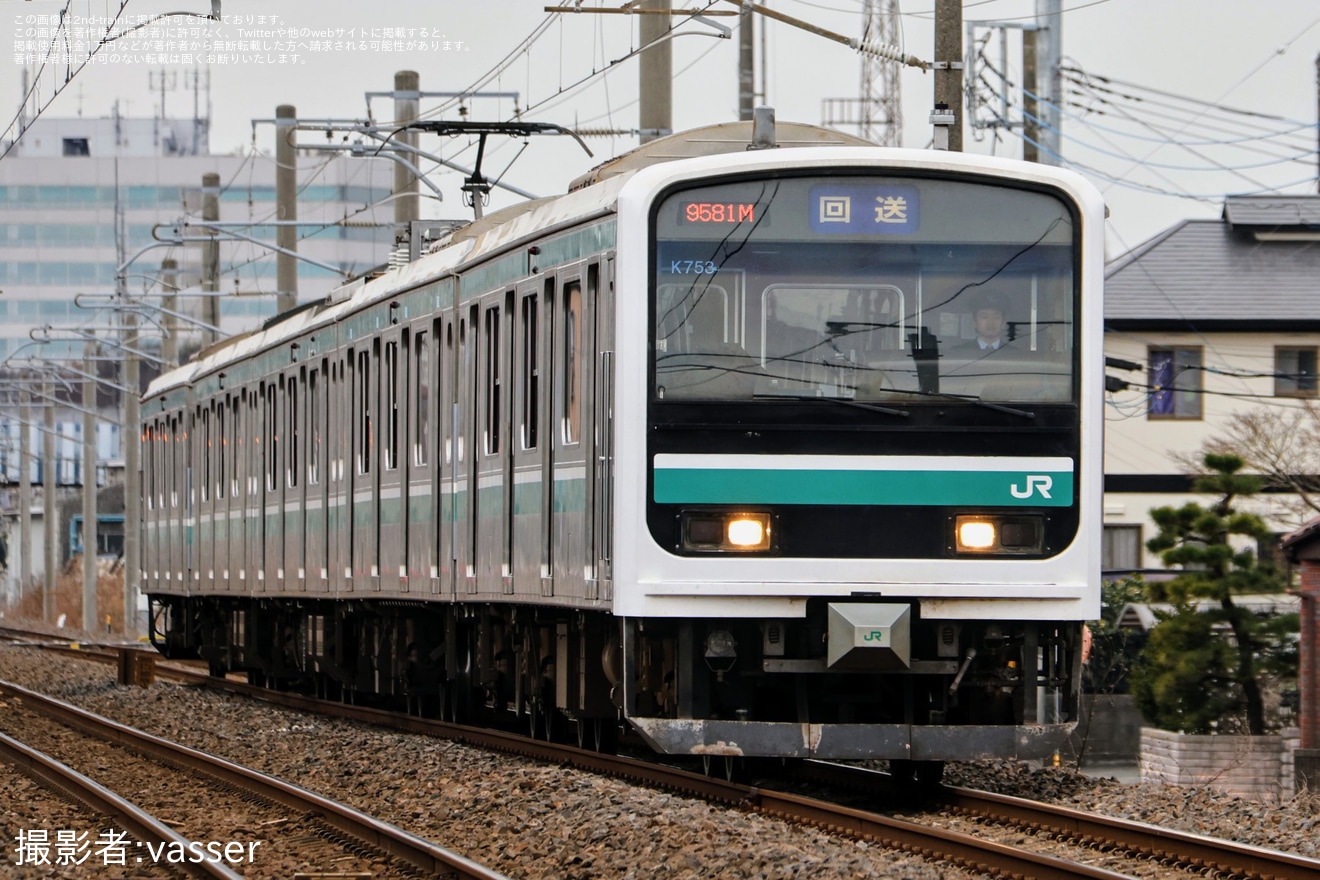【JR東】E501系K753編成が「いわき駅 E501 系電車運転体験会」のため送り込みの拡大写真
