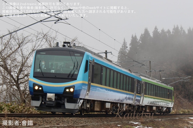 【JR東】HB-E300系「SATONO」が磐越西線で試運転を実施を不明で撮影した写真