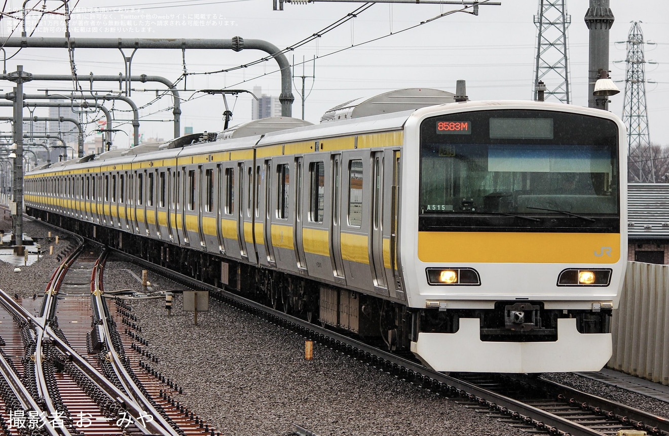 【JR東】E231系ミツA515編成 車輪転削のため回送の拡大写真