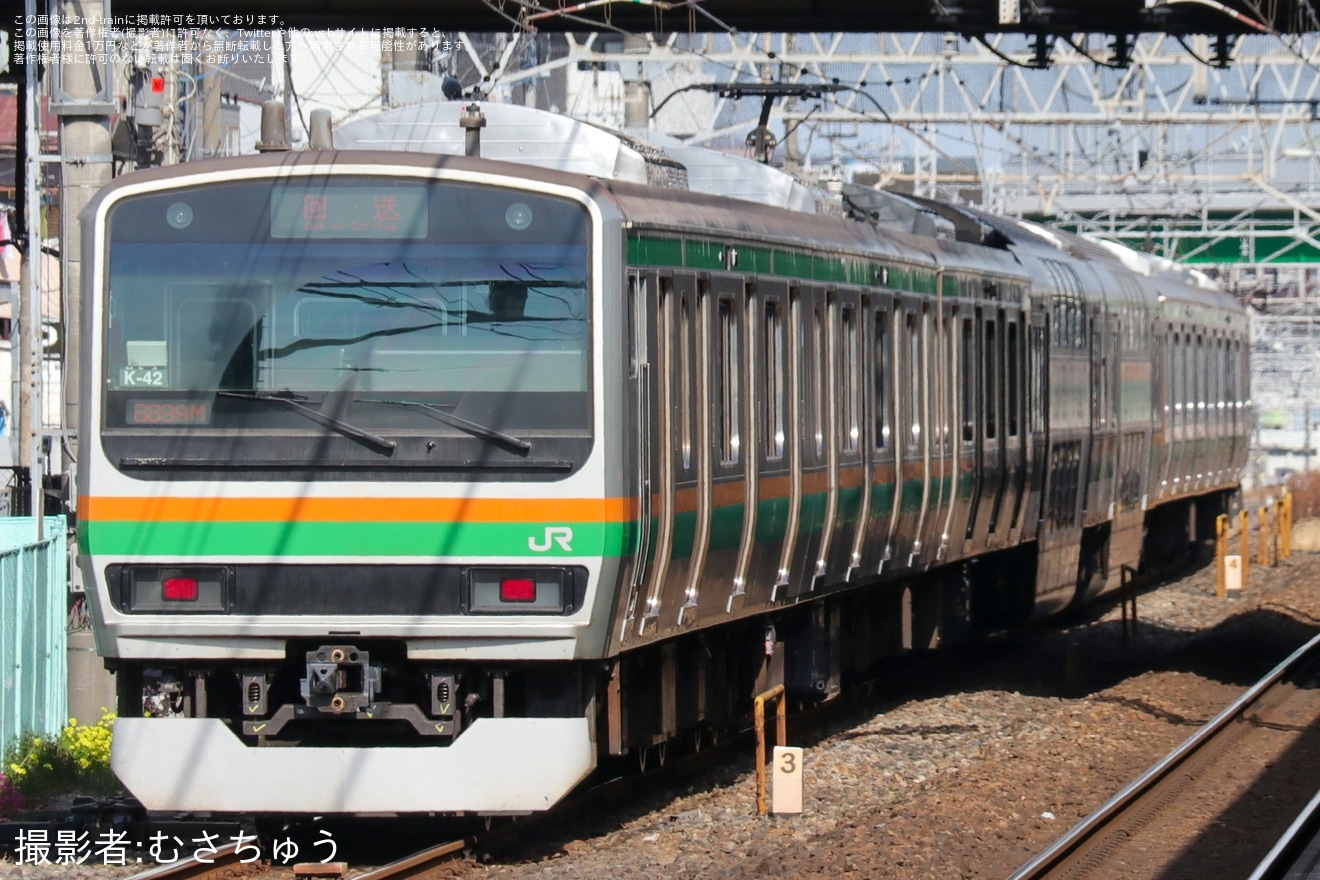 【JR東】E231系K-42編成更新工事を終え大宮総合車両センター出場回送の拡大写真