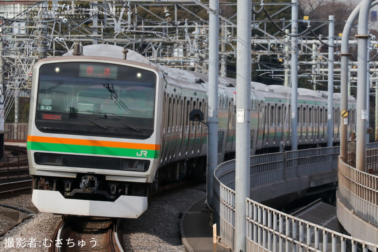 【JR東】E231系K-42編成更新工事を終え大宮総合車両センター出場回送の拡大写真