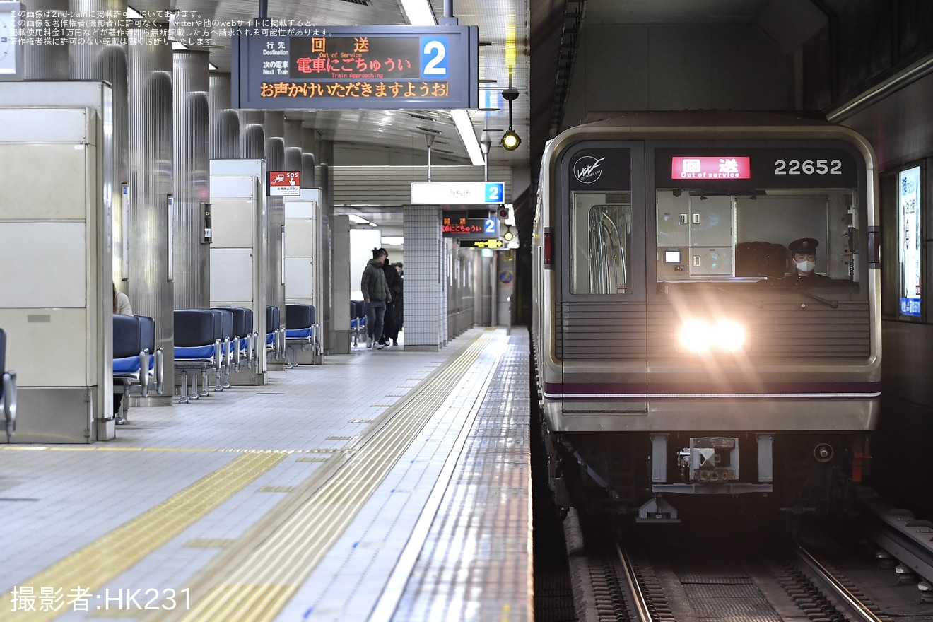 【大阪メトロ】22系22652F緑木検車場出場試運転・回送の拡大写真