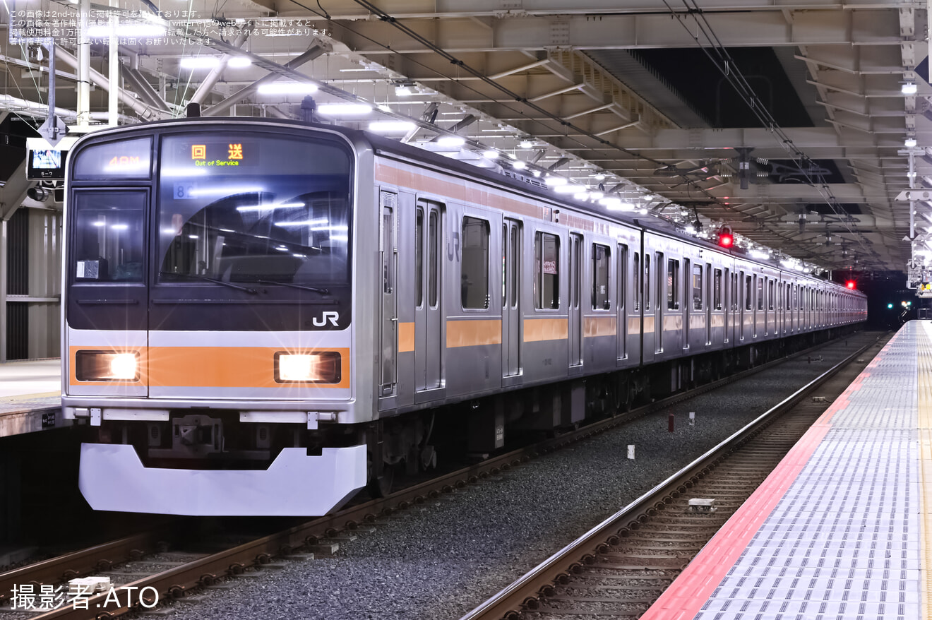 【JR東】「209系1000代録音専用列車で録る常磐線快速電車イベント」の返却回送の拡大写真