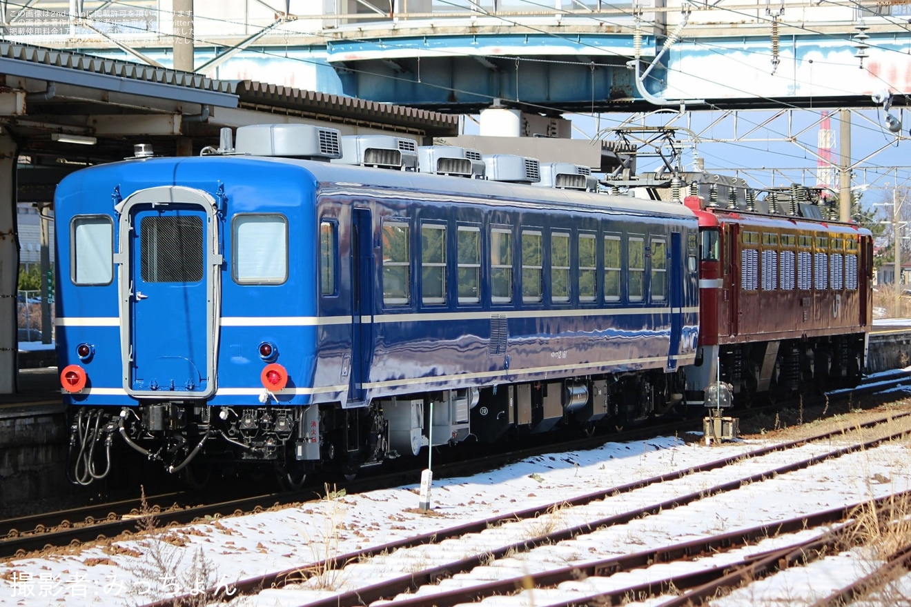 【JR東】スハフ12-161秋田総合車両センター出場試運転の拡大写真