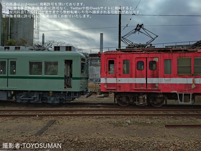 【銚電】元南海電鉄2200系2202Fが仲ノ町車庫へ移動済でデハ1002と連結