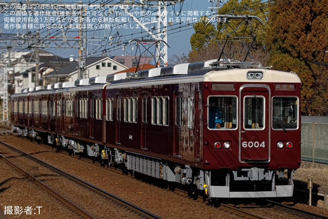 【阪急】6000系6004F(6004×4R)正雀工場出場試運転を不明で撮影した写真