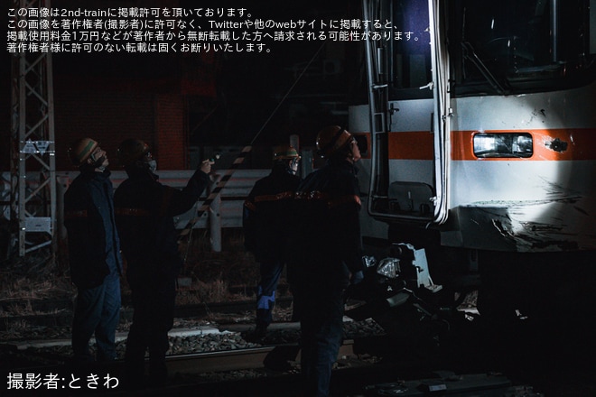 【JR海】313系R110編成が踏切事故で脱輪・破損を豊川〜三河一宮間で撮影した写真
