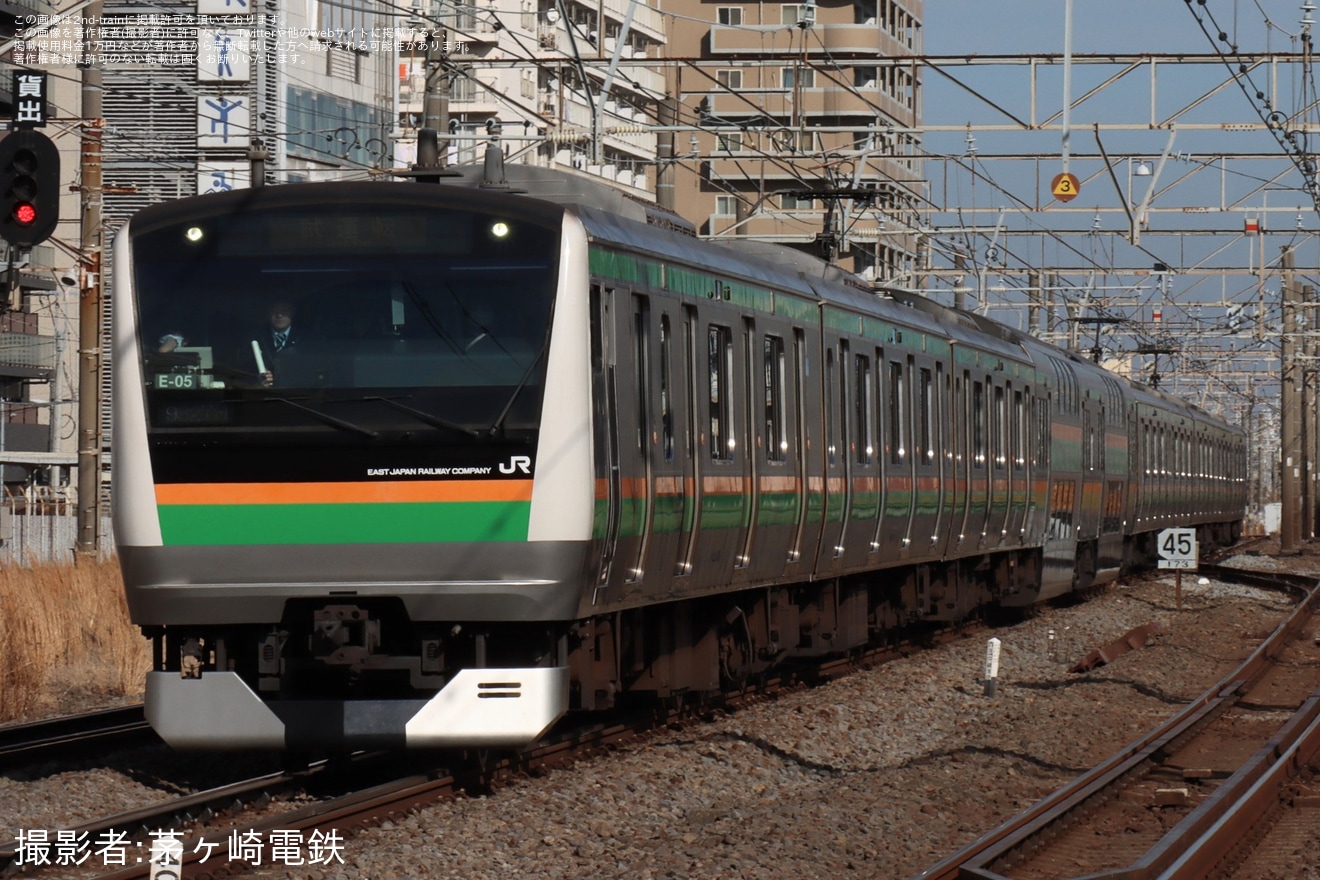 【JR東】E233系E-05編成を使用した東海道貨物線試運転の拡大写真