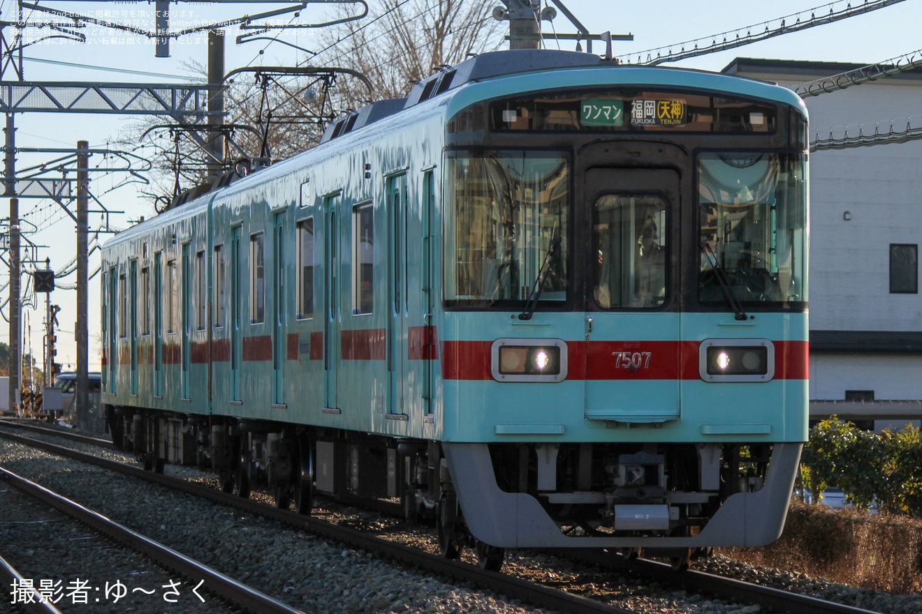 【西鉄】ワンマン福岡(天神)表示の臨時列車が「城島酒造開き2024」の開催で運転の拡大写真
