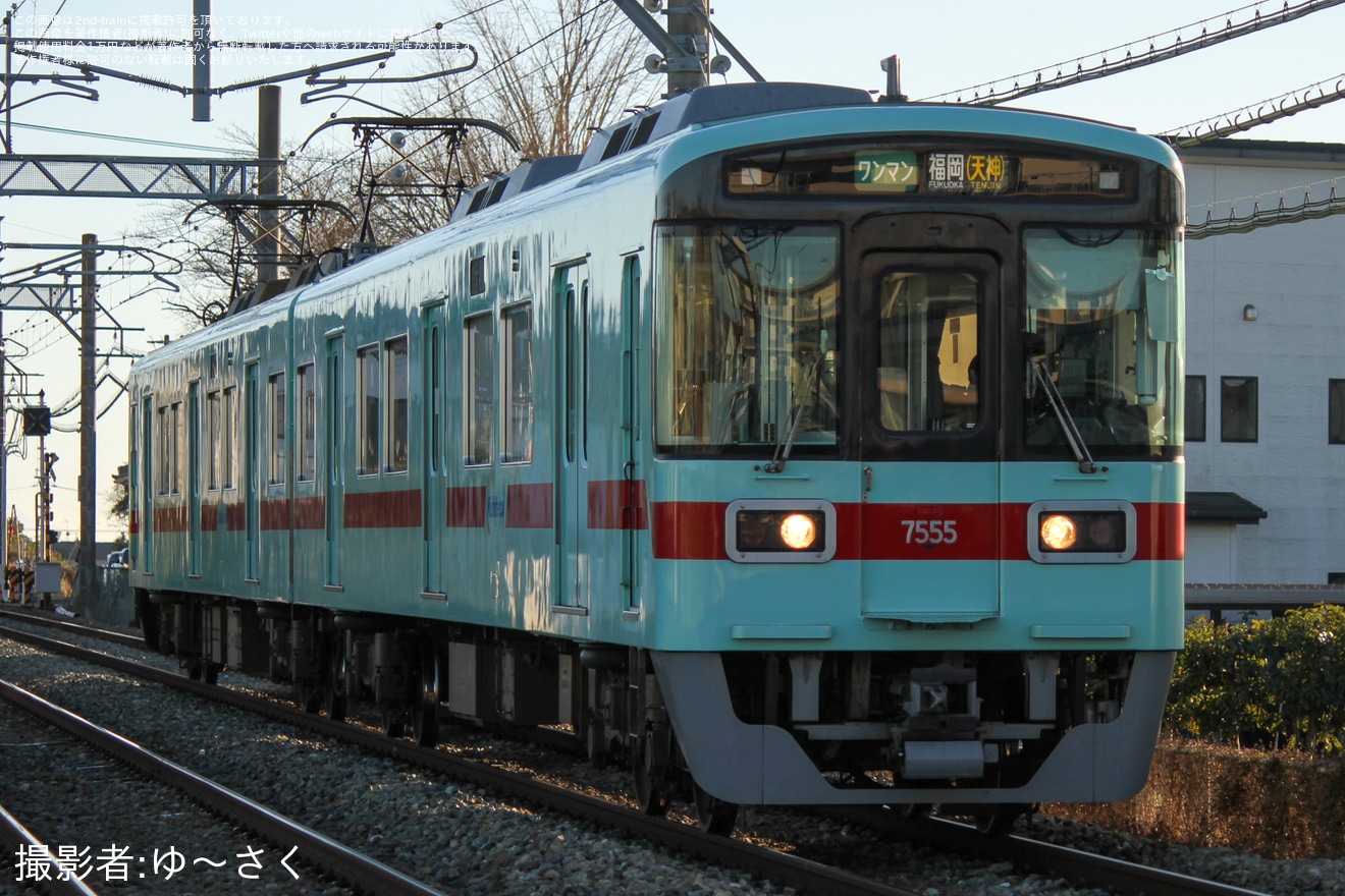 【西鉄】ワンマン福岡(天神)表示の臨時列車が「城島酒造開き2024」の開催で運転の拡大写真