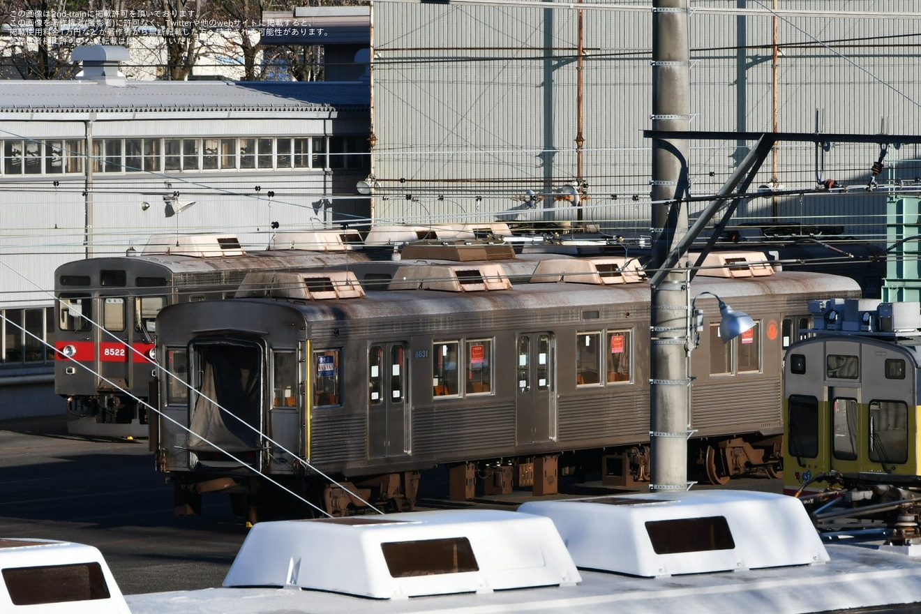 【東急】8500系デハ8537が赤帯にの拡大写真