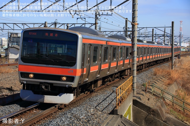 【JR東】武蔵野線上りの南越谷行きが運転を吉川駅で撮影した写真