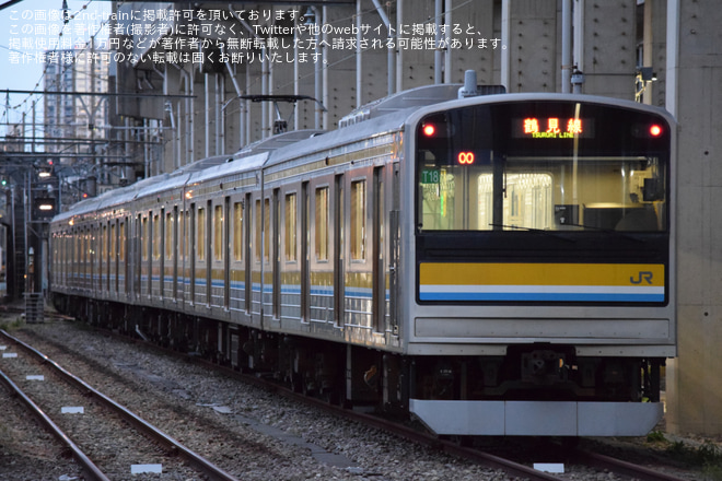 【JR東】205系T14編成とT18編成が連結した状態で留置を鎌倉車両センター中原支所で撮影した写真