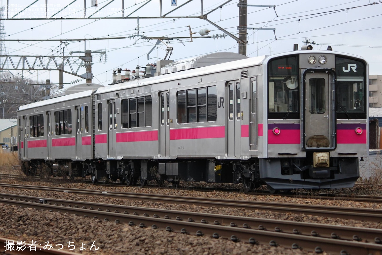 【JR東】701系N104編成 が秋田総合車両センター出場試運転の拡大写真