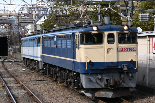 【JR貨】EF65-2127が隅田川から新鶴見へ無動力回送されるを府中本町駅で撮影した写真