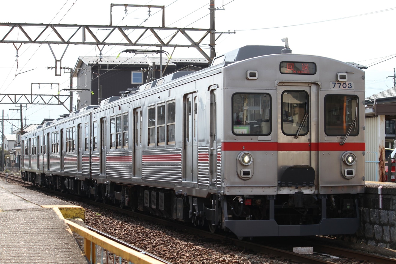 【養老】7700系TQ03が塩浜検修車庫を出場し回送の拡大写真