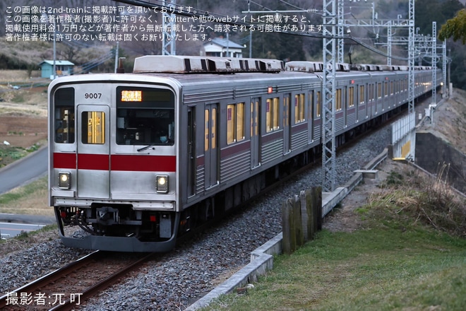 【東武】9000系9107Fが試運転を不明で撮影した写真