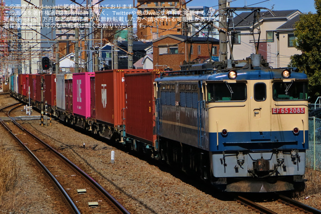【JR東】EF65牽引の4072レ(海コン積載)が定期運行終了を川崎新町駅で撮影した写真
