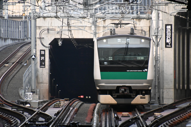 【JR東】「相鉄新横浜線走行 E233系臨時列車」運行を羽沢横浜国大駅で撮影した写真
