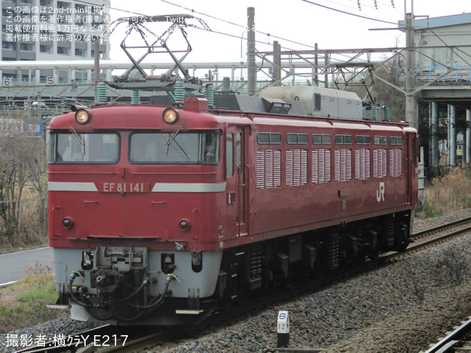 【JR東】EF81-141が国府津車両センターへ回送を新川崎駅で撮影した写真